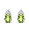 1 3/4 Carat Pear Shape Peridot and Diamond Earrings In 14 Karat White Gold Image-2