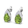 1 3/4 Carat Pear Shape Peridot and Diamond Earrings In 14 Karat White Gold Image-3