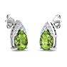 1 3/4 Carat Pear Shape Peridot and Diamond Earrings In 14 Karat White Gold Image-4