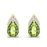 1 3/4 Carat Pear Shape Peridot and Diamond Earrings In 14 Karat Yellow Gold Image-2