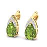 1 3/4 Carat Pear Shape Peridot and Diamond Earrings In 14 Karat Yellow Gold Image-3