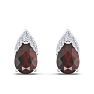 Garnet Earrings: Garnet Jewelry: 1 3/4 Carat Pear Shape Garnet and Diamond Earrings In 14 Karat White Gold Image-2