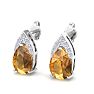 1 3/4 Carat Pear Shape Citrine and Diamond Earrings In 14 Karat White Gold Image-3