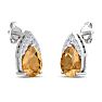 1 3/4 Carat Pear Shape Citrine and Diamond Earrings In 14 Karat White Gold Image-4