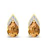 1 3/4 Carat Pear Shape Citrine and Diamond Earrings In 14 Karat Yellow Gold Image-2