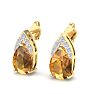 1 3/4 Carat Pear Shape Citrine and Diamond Earrings In 14 Karat Yellow Gold Image-3
