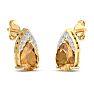 1 3/4 Carat Pear Shape Citrine and Diamond Earrings In 14 Karat Yellow Gold Image-4