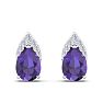 1 3/4 Carat Pear Shape Amethyst and Diamond Earrings In 14 Karat White Gold Image-2