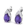 1 3/4 Carat Pear Shape Amethyst and Diamond Earrings In 14 Karat White Gold Image-3