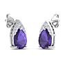 1 3/4 Carat Pear Shape Amethyst and Diamond Earrings In 14 Karat White Gold Image-4