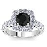 2 1/2 Carat Black Diamond Halo Engagement Ring In 14K White Gold Image-1