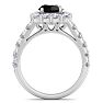 2 1/2 Carat Black Diamond Halo Engagement Ring In 14K White Gold Image-3