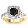 2 1/2 Carat Black Diamond Halo Engagement Ring In 14K Yellow Gold Image-1