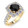 2 1/2 Carat Black Diamond Halo Engagement Ring In 14K Yellow Gold Image-2
