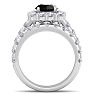 3 1/2 Carat Black Diamond Halo Bridal Set In 14K White Gold Image-3