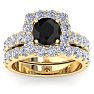 3 1/2 Carat Black Diamond Halo Bridal Set In 14K Yellow Gold Image-1