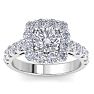 Moissanite Engagement Ring; 2 1/2 Carat Halo Moissanite Engagement Ring In 14K White Gold Image-1