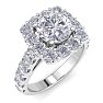 Moissanite Engagement Ring; 2 1/2 Carat Halo Moissanite Engagement Ring In 14K White Gold Image-2