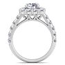 Moissanite Engagement Ring; 2 1/2 Carat Halo Moissanite Engagement Ring In 14K White Gold Image-3