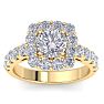 Moissanite Engagement Ring; 2 1/2 Carat Halo Moissanite Engagement Ring In 14K Yellow Gold Image-1