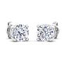 2 Carat Lab Grown Diamond Earrings In 14 Karat White Gold, Basket Setting Image-4