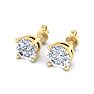 2 Carat Lab Grown Diamond Earrings In 14 Karat Yellow Gold, Basket Setting Image-3