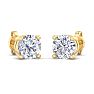 2 Carat Lab Grown Diamond Earrings In 14 Karat Yellow Gold, Basket Setting Image-4