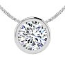 1 Carat Bezel Set Lab Grown Diamond Solitaire Necklace in 14K White Gold, 18 Inches.  Amazing Clarity. Totally Eye Clean SI2 Clarity.  First Time Offer!  Lowest Price Anywhere Image-1