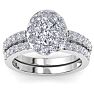 2 1/4 Carat Oval Shape Halo Diamond Bridal Set In 14K White Gold Image-1