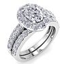 2 1/4 Carat Oval Shape Halo Moissanite Bridal Set In 14K White Gold Image-2