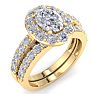 2 1/4 Carat Oval Shape Halo Moissanite Bridal Set In 14K Yellow Gold Image-2