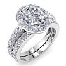 3 1/4 Carat Oval Shape Halo Moissanite Bridal Set In 14K White Gold Image-2