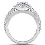 3 1/4 Carat Oval Shape Halo Moissanite Bridal Set In 14K White Gold Image-3