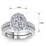 3 1/4 Carat Oval Shape Halo Moissanite Bridal Set In 14K White Gold Image-5