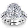 4 1/4 Carat Oval Shape Halo Diamond Bridal Set In 14K White Gold Image-1