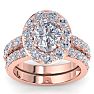 4 1/4 Carat Oval Shape Halo Diamond Bridal Set In 14K Rose Gold Image-1
