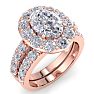 4 1/4 Carat Oval Shape Halo Diamond Bridal Set In 14K Rose Gold Image-2
