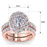 4 1/4 Carat Oval Shape Halo Diamond Bridal Set In 14K Rose Gold Image-5