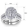 4 1/4 Carat Oval Shape Halo Diamond Bridal Set In 14K White Gold Image-5
