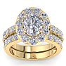 4 1/4 Carat Oval Shape Halo Moissanite Bridal Set In 14K Yellow Gold Image-1