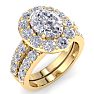 4 1/4 Carat Oval Shape Halo Moissanite Bridal Set In 14K Yellow Gold Image-2