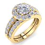 2 1/4 Carat Round Shape Halo Lab Grown Diamond Bridal Set In 14K Yellow Gold Image-2