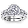 2 1/4 Carat Round Shape Halo Moissanite Bridal Set In 14K White Gold Image-1