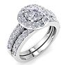 2 1/4 Carat Round Shape Halo Moissanite Bridal Set In 14K White Gold Image-2
