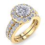 3 1/4 Carat Round Shape Halo Diamond Bridal Set In 14K Yellow Gold Image-2