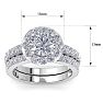 3 1/4 Carat Round Shape Halo Moissanite Bridal Set In 14K White Gold Image-5