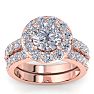 4 1/4 Carat Round Shape Halo Diamond Bridal Set In 14K Rose Gold Image-1