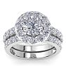 4 1/4 Carat Round Shape Halo Moissanite Bridal Set In 14K White Gold Image-1