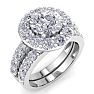 4 1/4 Carat Round Shape Halo Moissanite Bridal Set In 14K White Gold Image-2