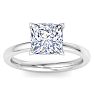 3 Carat Princess Cut Lab Grown Diamond Solitaire Engagement Ring In 14K White Gold Image-1
